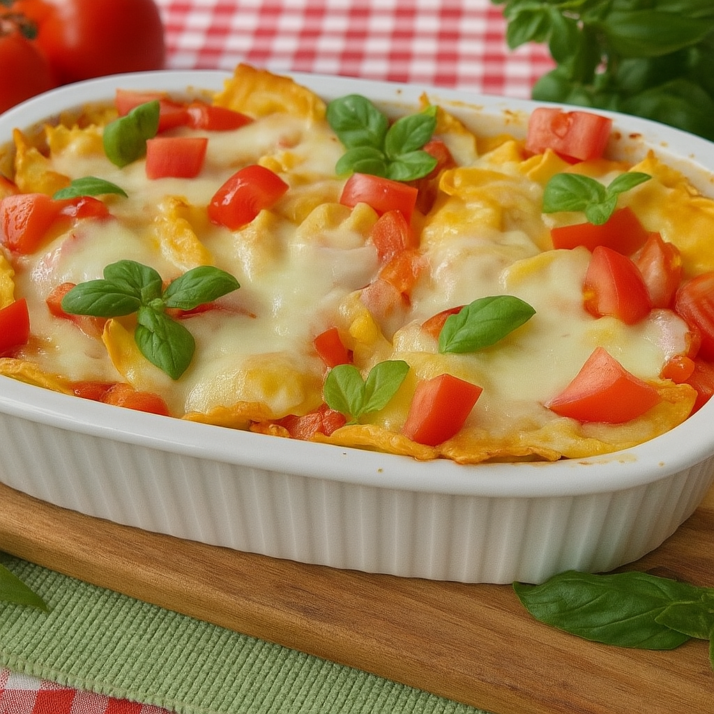 Einfaches Tortellini Auflauf Rezept mit Tomate und Mozzarella