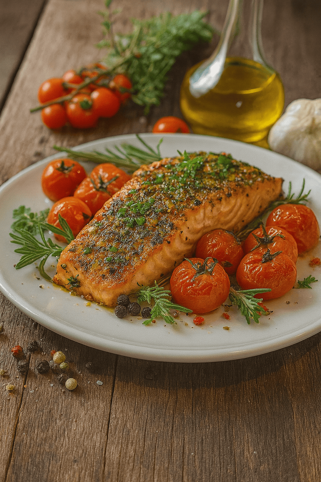 Mediterraner Airfryer-Lachs mit Kirschtomaten