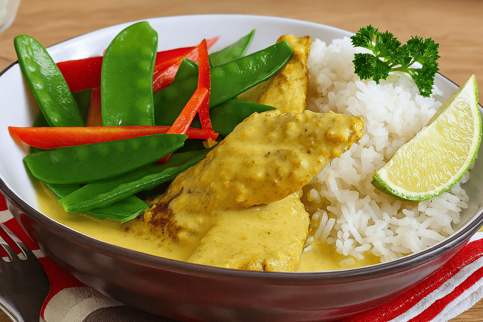Reis mit Currysauce