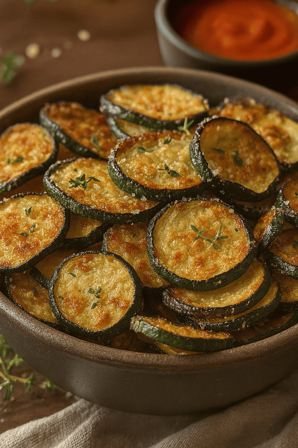 Zucchini-Chips mit Kräuterdip aus der Heißluftfritteuse