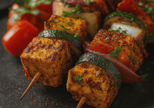 Tofu-Tikka-Spieße aus der Heißluftfritteuse