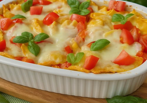 Einfaches Tortellini Auflauf Rezept mit Tomate und Mozzarella